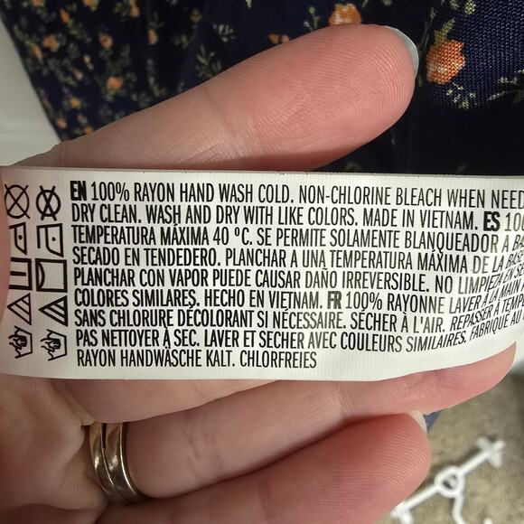 Women's Forever 21 Blue Floral Rayon Fit & Flare Dress | Size Small - Picture 8 of 8